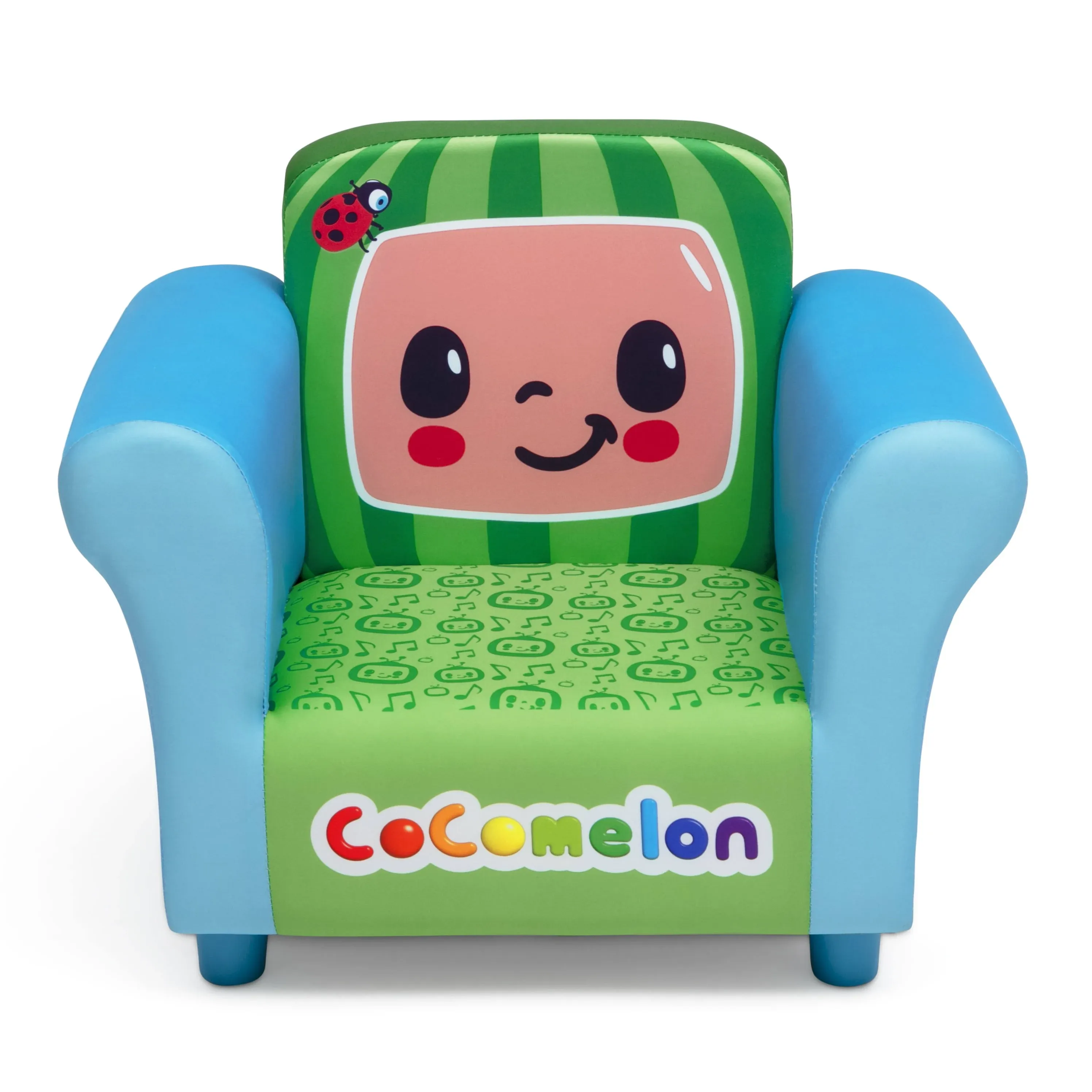 CoComelon Upholstered Chair with Sculpted Plastic Frame by Delta Children, Blue