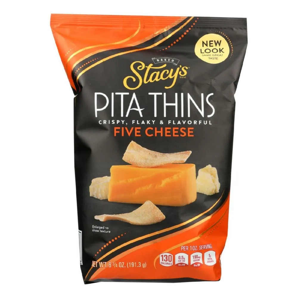 Stacy's Pita Chips 5 Cheese Pita Crisps, Cheese 6.75 oz, Pack of 8