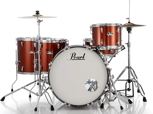 Pearl Roadshow Drum Set 5-Piece Complete Kit with Cymbals and Stands, Bronze Metallic (RS525WFC/C707)