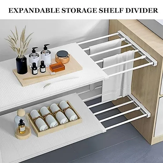 Expandable Closet Shelves Organizers, Adjustable Shelf for Cabinet Rack Storage Wardrobe Shelving for Closets Pantry Cupboard Kitchen Small 1 Pack