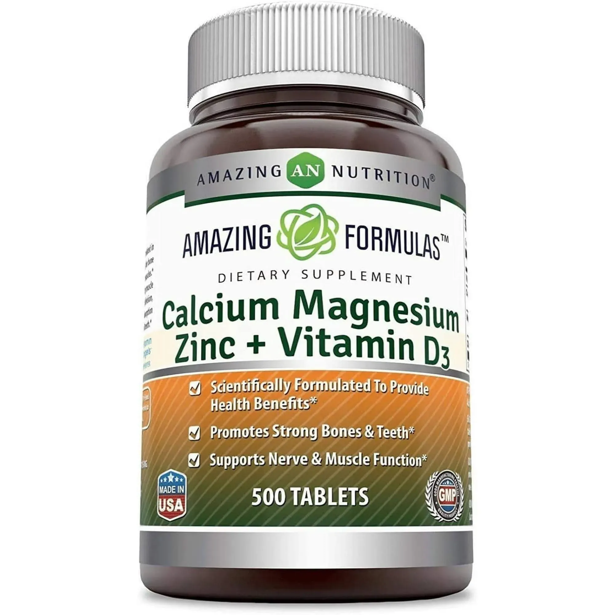 Amazing Formulas Calcium Magnesium Zinc D3 - 300 Tablets Per Bottle Supplement (Calcium 1000mg - Magnesium 400mg - Zinc 25mg Plus Vitamin D3 600 IU - Per Serving of 3 Tablets)