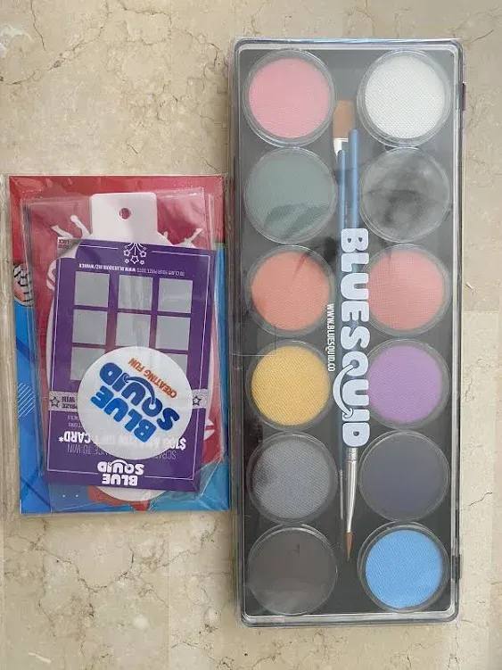 Blue Squid Face Paint for Kids, 12 Color Palette, New