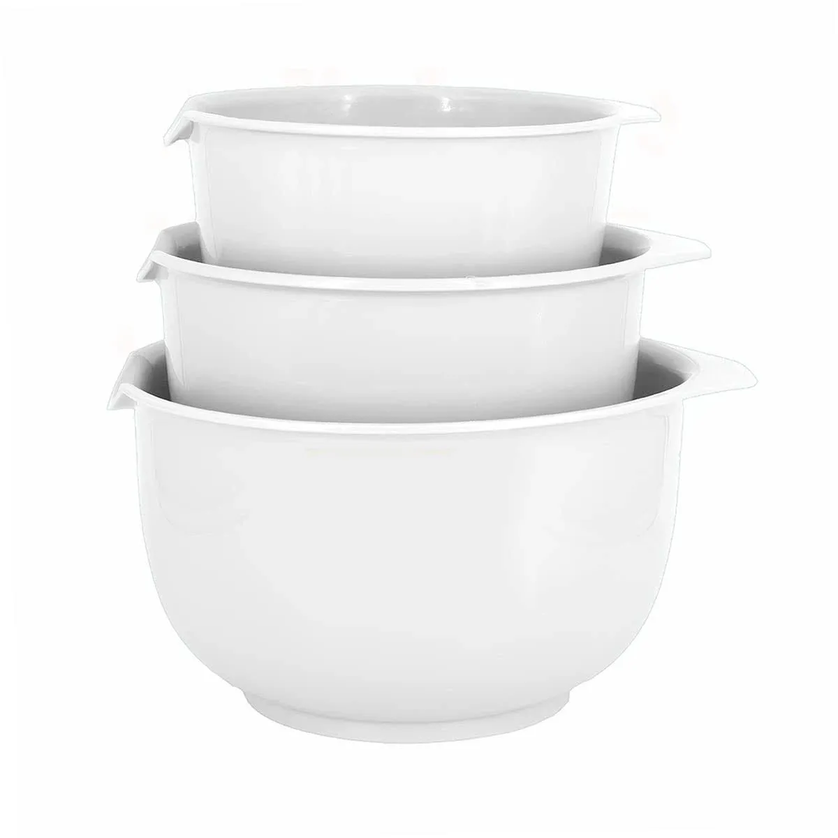 Glad Mixing Bowls with Pour Spout, Set of 3 | Nesting Design Saves Space | Non-Slip, BPA Free, Dishwasher Safe Plastic | Kitchen Cooking and Baking Supplies, Blue