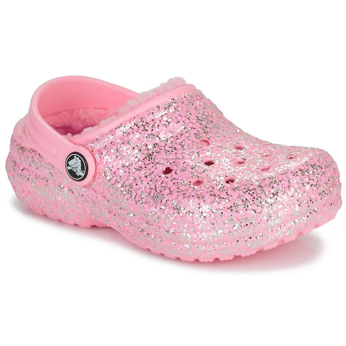 Crocs Kids Classic Lined Glitter Clog - Flamingo Pink