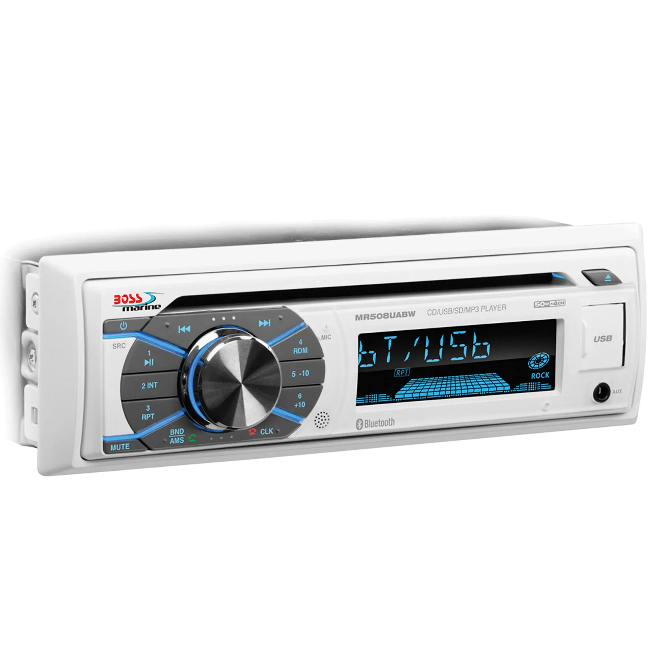 Boss Audio MR508UABW Bluetooth Single-DIN Marine MP3 CD AM/FM Receiver