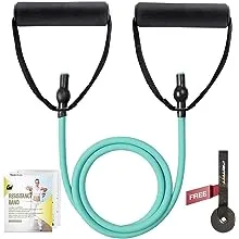 RitFit Single Resistance Exercise Band with Comfortable Handles - Ideal for Physical Therapy Strength Training Muscle Toning - Door Anchor and Starter