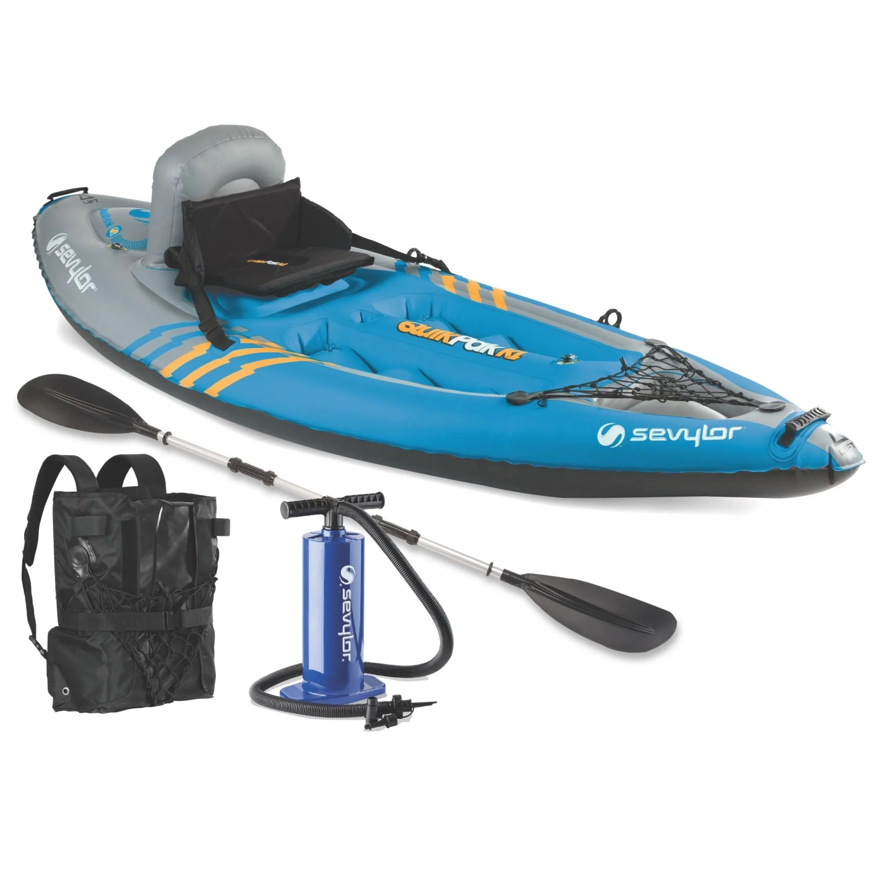 Sevylor Portable and Lightweight 1-Person Inflatable Kayak with Backpack with 5-Minute Set Up