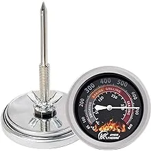 KT THERMO Grill Thermometer Barbecue Charcoal Smoker Temperature Gauge Grill Pit Replacement Thermometer for BBQ Meat Cooking Lamb Beef, Stainless Steel Temp Gauge, Oven Wood Stove Accessories, Black