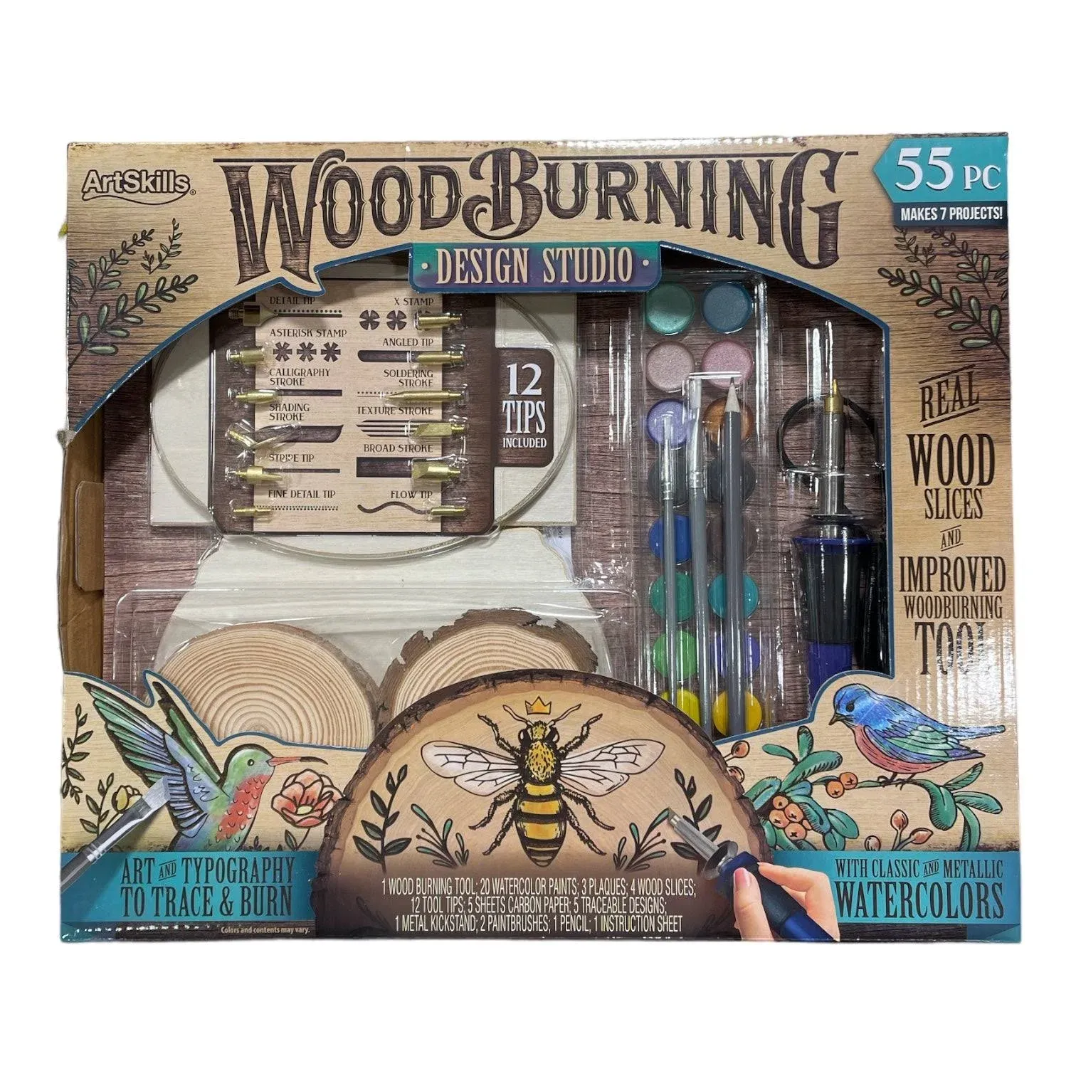 Artskills Wood Burning Tool Kit for Beginners, 55 Piece Deluxe Woodburning Craft