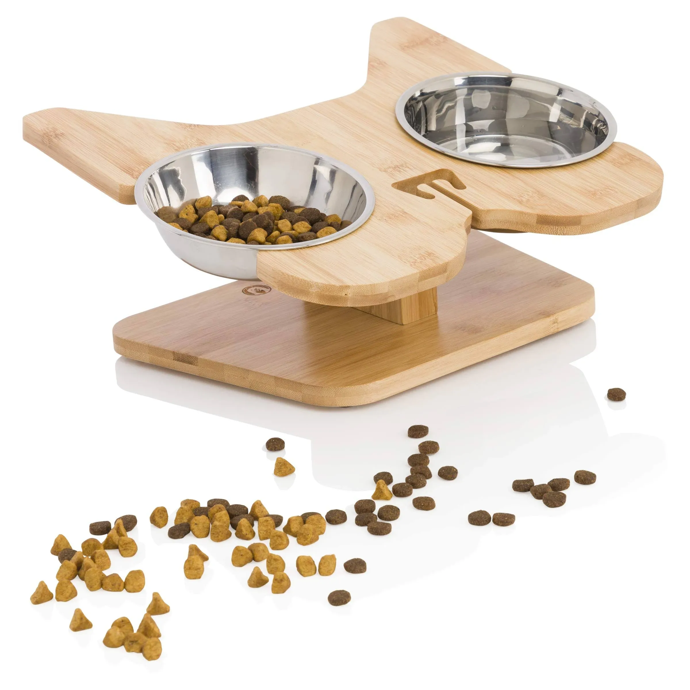 NibbleyPets Elevated Dog Bowl Stand with Stainless-Steel Food and Water Bowls (3 Pc. Set) | Stand-Up Eating and Drinking | Pet Friendly Ergonomic Design | Perfect for French Bulldogs, Pugs