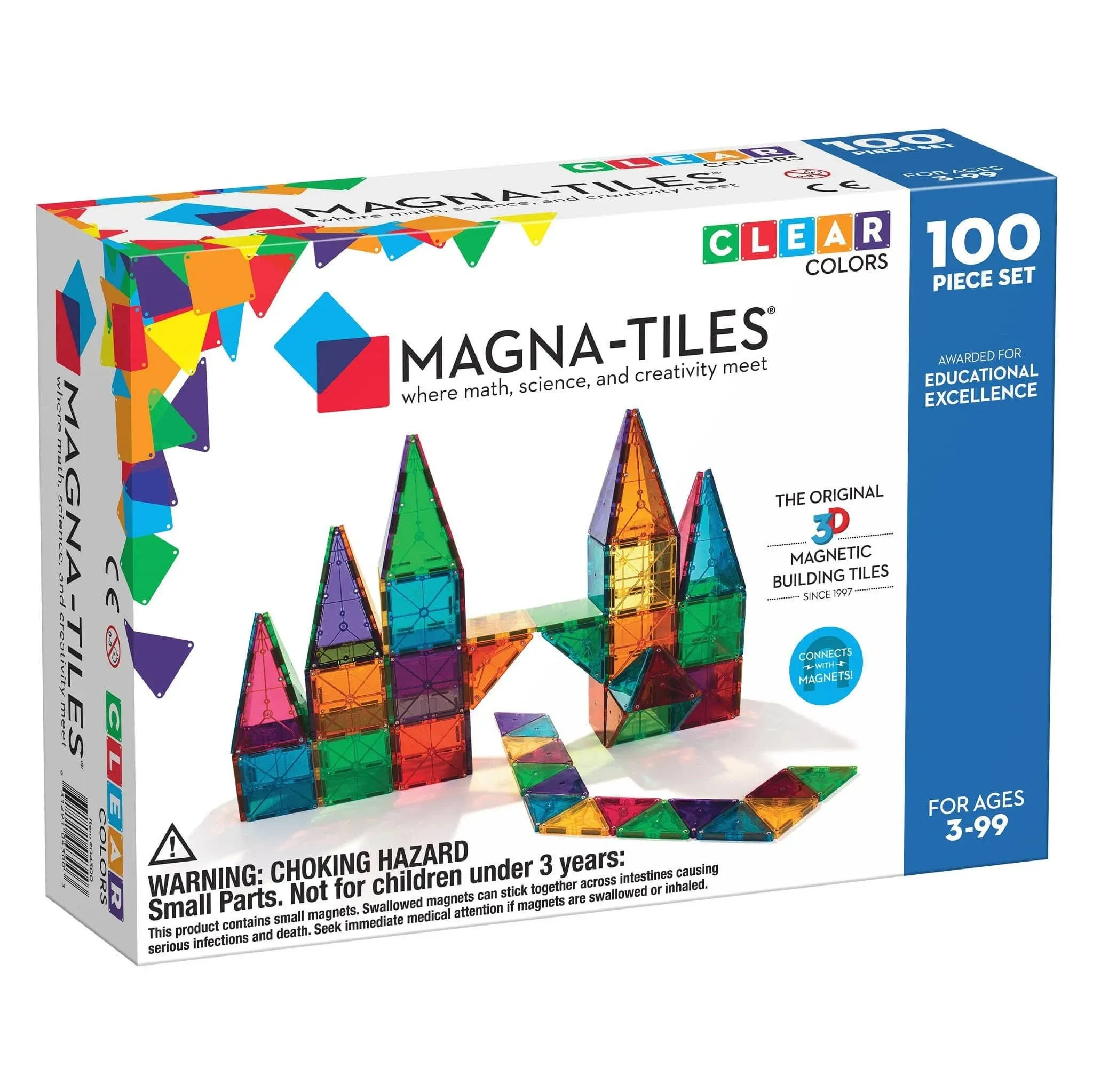 MAGNA-TILES Classic 100-Piece Magnetic Construction Set, The ORIGINAL Magnetic Building Brand