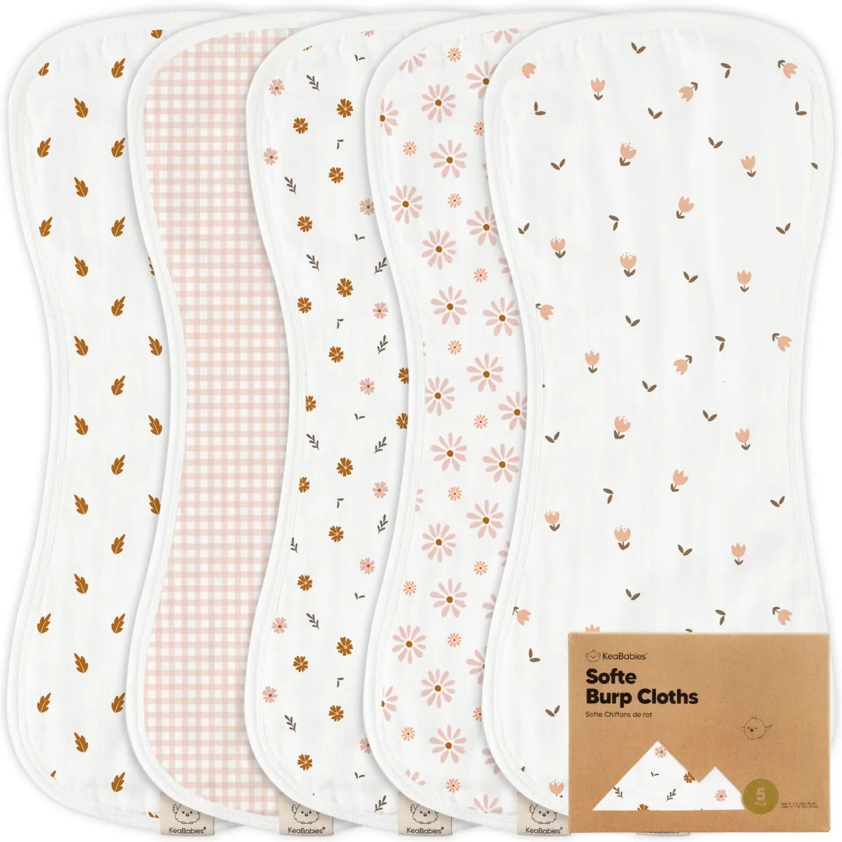 KeaBabies Softe Muslin Baby Burp Cloth in Nordic