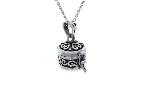 Cross Prayer Box Locket Pendant Black 925 Sterling Silver Necklace None Silver Sterling Silver