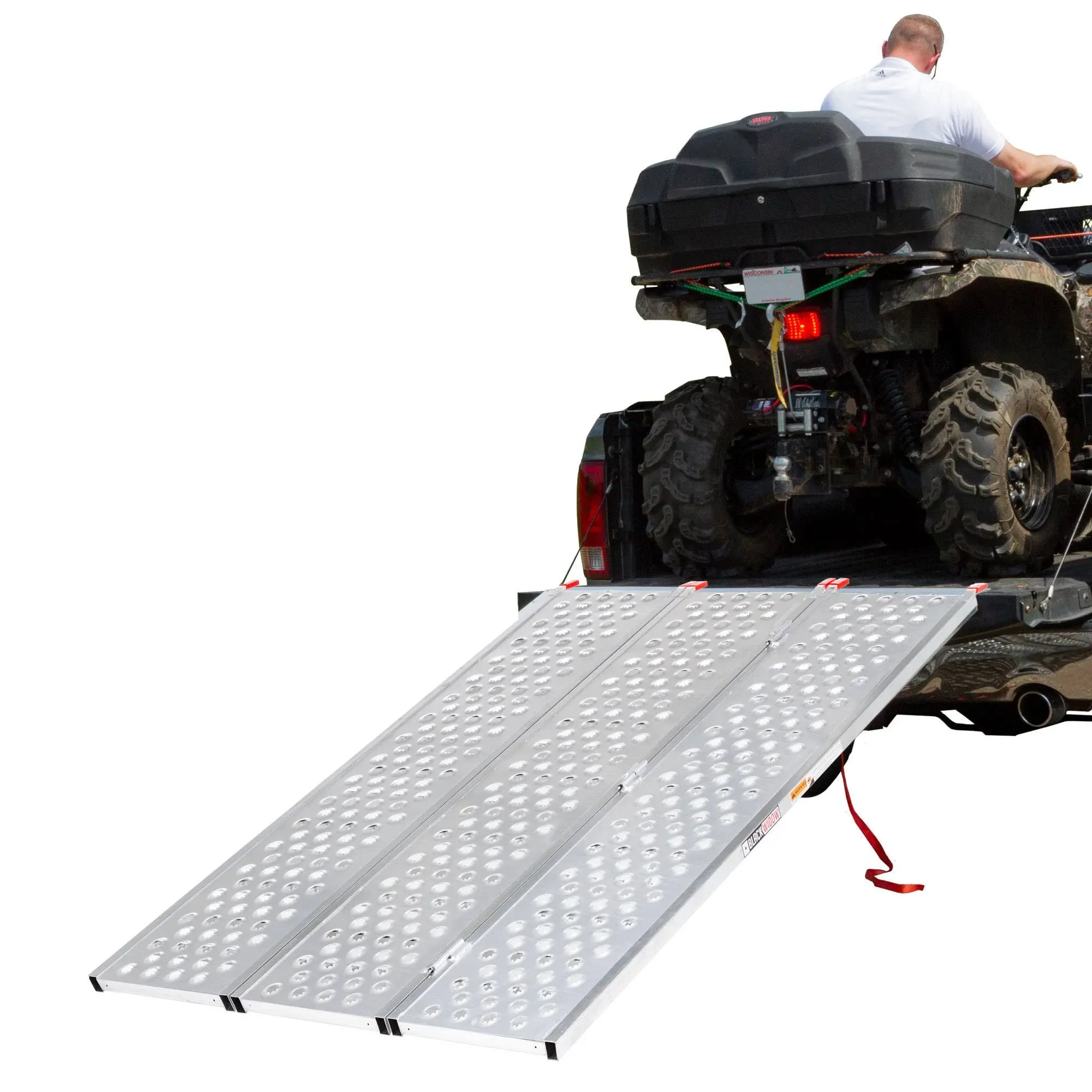 Black Widow, 6ft. 5-1/4Inch x 54-3/8Inch Alum. Tri-Fold ATV Ramp, Material Aluminum, Capacity 1500 lb, Model TFP-7754