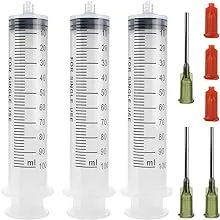 3 Pack 100ml Syringes with 14G 1.0&#039;&#039; Blunt Tip Needles and Storage Caps