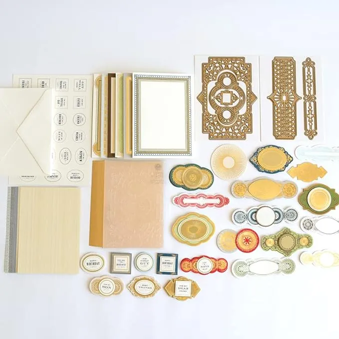 Anna Griffin Gentleman's Study Craft Kit - Die Cutting and Embossing Craft Supplies, Cards, Layers, Stickers, Embellishments, Envelopes, Storage Box - Scrapbooking & Card Making - 16 Finished Cards