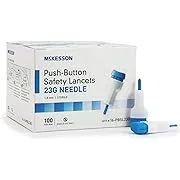 McKesson Lancet, Push-Button Safety, Blue, Depth Settings - 1.8 Mm Depth, 100per Box, 12 Oz 23 GMcKesson Lancet, Push-Button Safety, Blue, Depth Settings - 1.8 Mm Depth, 100per Box, 12 Oz 23 G