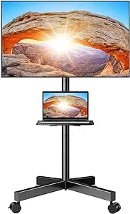 Perlegear Rolling TV Stand for 23 60 inch LED Flat Screen Curved TVS Up to 88 PGTVMC06