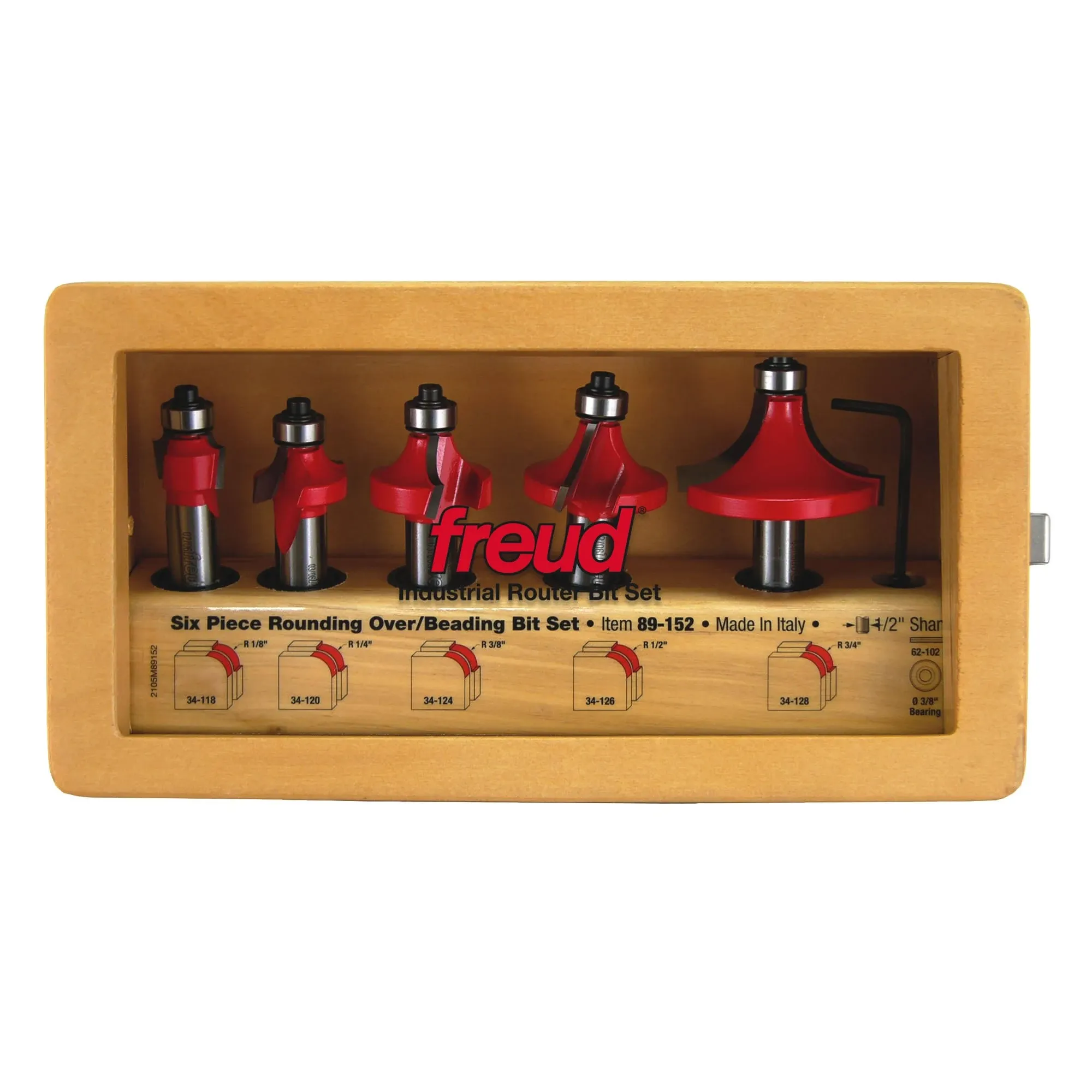 Freud Tools - 89-152 - 5Pc 11mm Round Over/Bead Router Bit Set