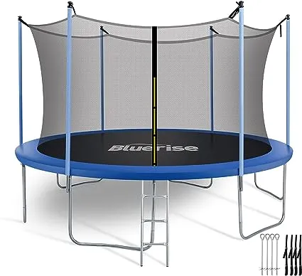 BLUERISE Trampoline 55IN 6FT 8FT 12FT Toddler Trampoline for Kids Outdoor Play for Kids Trampoline Basketball Hoop Attachment with Enclosure Net Easy to Assemble Outdoor Indoor Trampoline