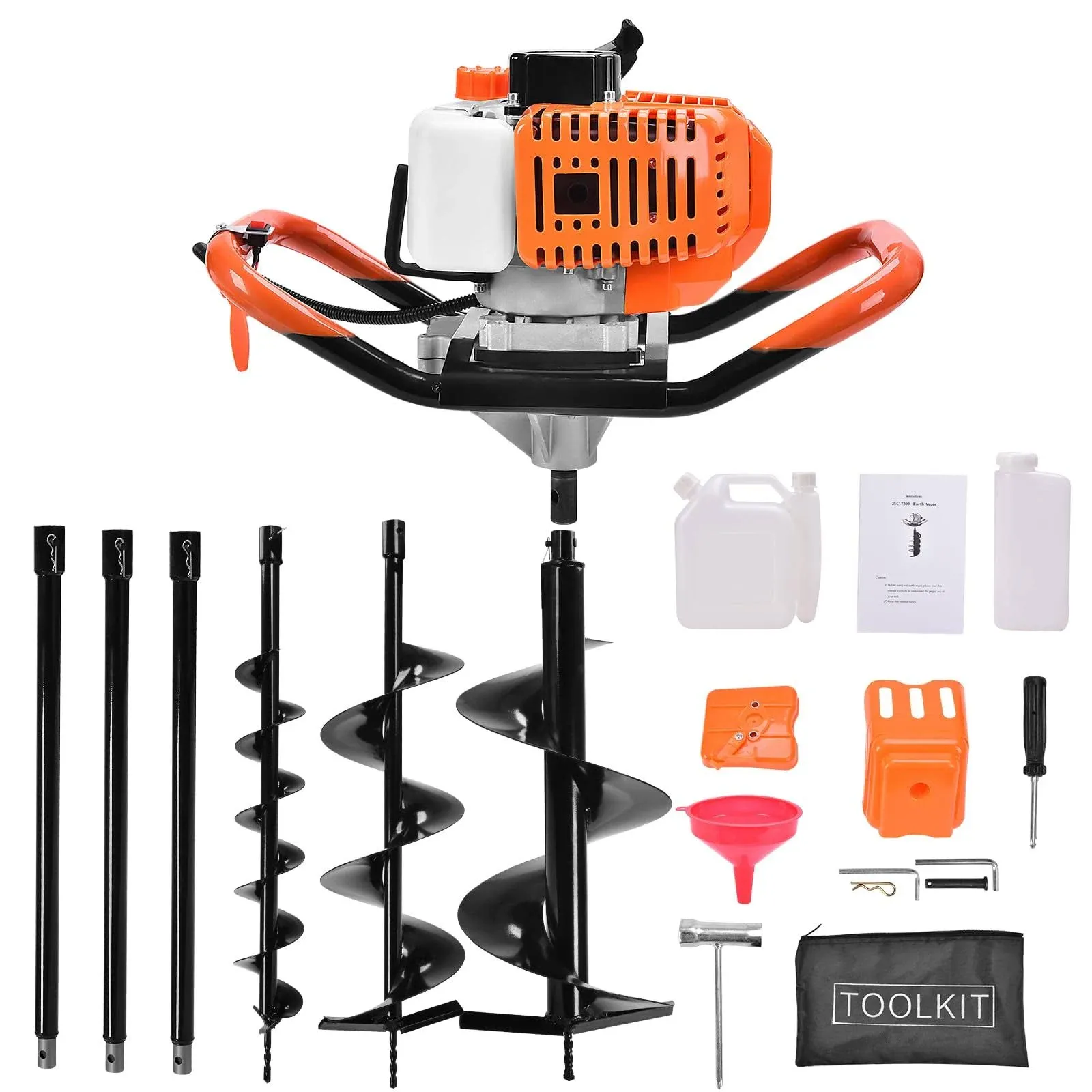 SNNplapla 72cc Auger Post Hole Digger Gas Powered Auger with 3 Earth Drill Bits 4 ...