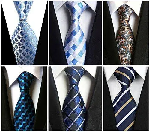 Wehug Lot 6 Pcs Men's Silk Tie Woven Necktie Jacquard Classic Ties for Men