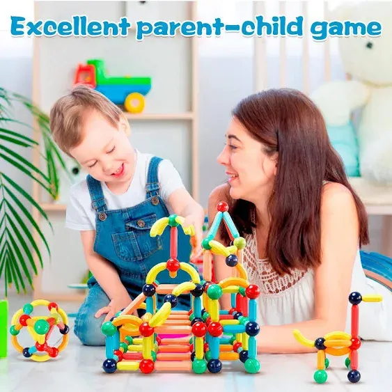 64 Pcs Magnetic Building Blocks STEM Educational Toy for Kids Montessori Learnin