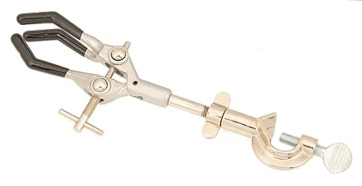 EISCO 3-Finger Lab Clamp with Bosshead Clamp Holder for Lab Stand Rod - PVC Coated Prongs for Holding Objects up to 3.5" Diameter - Beaker Holder, Flask Clamp with Swivel Boss Head