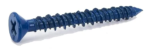 CONFAST 3/16" x 1-3/4" Blue Flat Phillips Concrete Screw Anchor with Drill Bit for Anchoring to Masonry, Block or Brick (100 per Box)