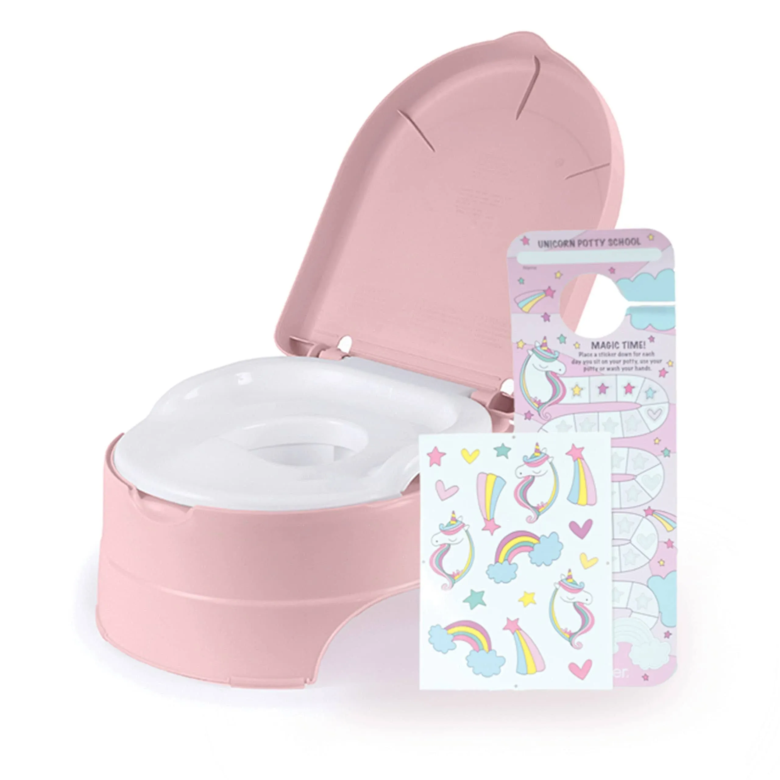 Summer Infant My Fun Potty Rewards (Pink)-3-Stage Potty Training Toilet-Includes Colorful Stickers and Training Chart, Removable Training Seat, Non-Slip Rubber Feet and Ability to Convert to Stepstool