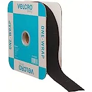 VELCRO Brand Doppelseitige Rolle, 12 m x 3,8 cm, auf Länge zuschneidbar, strapazierfähig, Bündelbänder für sicheren Halt, Schwarz (91881)