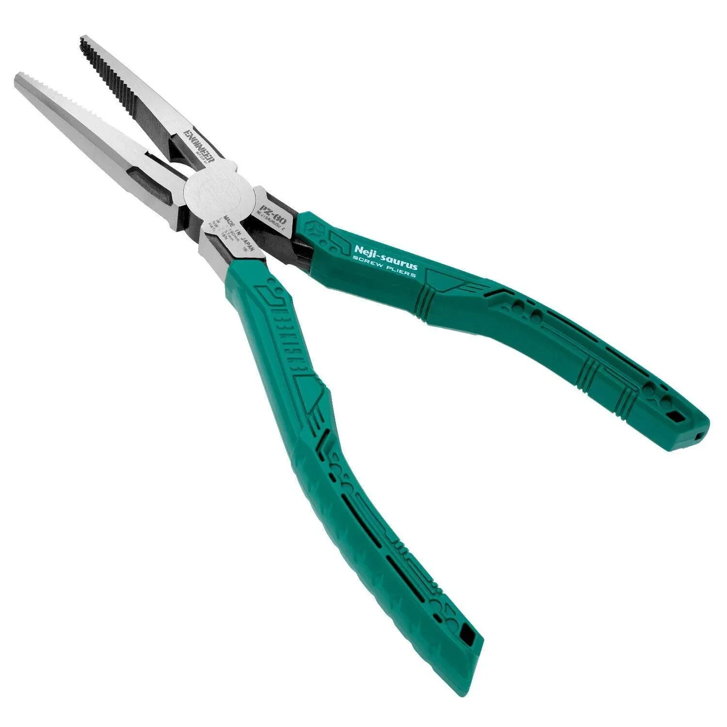 ENGINEER PZ-60 Screw Removal Pliers, 193mm Long Nose Pliers with screw extracting serrated jaws