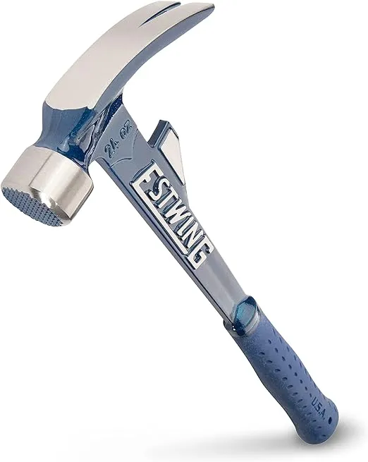 ESTWING Hammertooth Hammer - 24 oz Long Handle Straight Rip Claw with Milled Face & Shock Reduction Grip - E6-24TM