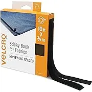 Velcro Brand Sticky Back for Fabrics 10ft x 3/4in Tape Black