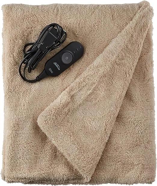 Sunbeam Heated Throw Blanket | LoftTec, 3 Heat Settings, Sand - TSL8TS-R783-31A00