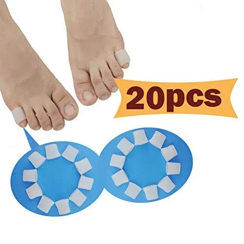 Gel Toe Protectors, (20 PCS) Open Toe Sleeves Toe Tubes Toe caps, New Material, Great for Bunion Blisters, Corns, Hammer Toes, Toenails Loss, Friction Pain Relief and More. (for Pinky Toes)