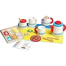  Kids Play Pretend Steep and Serve Kitchen Wooden Tea Party Food Toy Set 20 Pcs