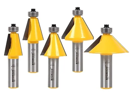YONICO Chamfer Router Bits Bevel Edge Forming Set 5 Bit 1/2-Inch Shank 13508