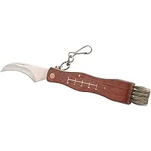 Mushroom Knife, Fungus Knife, Folding Camping Hunting Truffles Harvest Sharp Knives Natural Wood Handle Pocket knife w/Bristle Brush, SS pruning blade, Hardwood handle