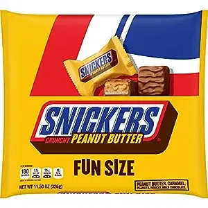 SNICKERS Crunchy Peanut Butter Squared Fun Size Chocolate Candy Bars 11.5-Ounce Bag (Pack of 6)