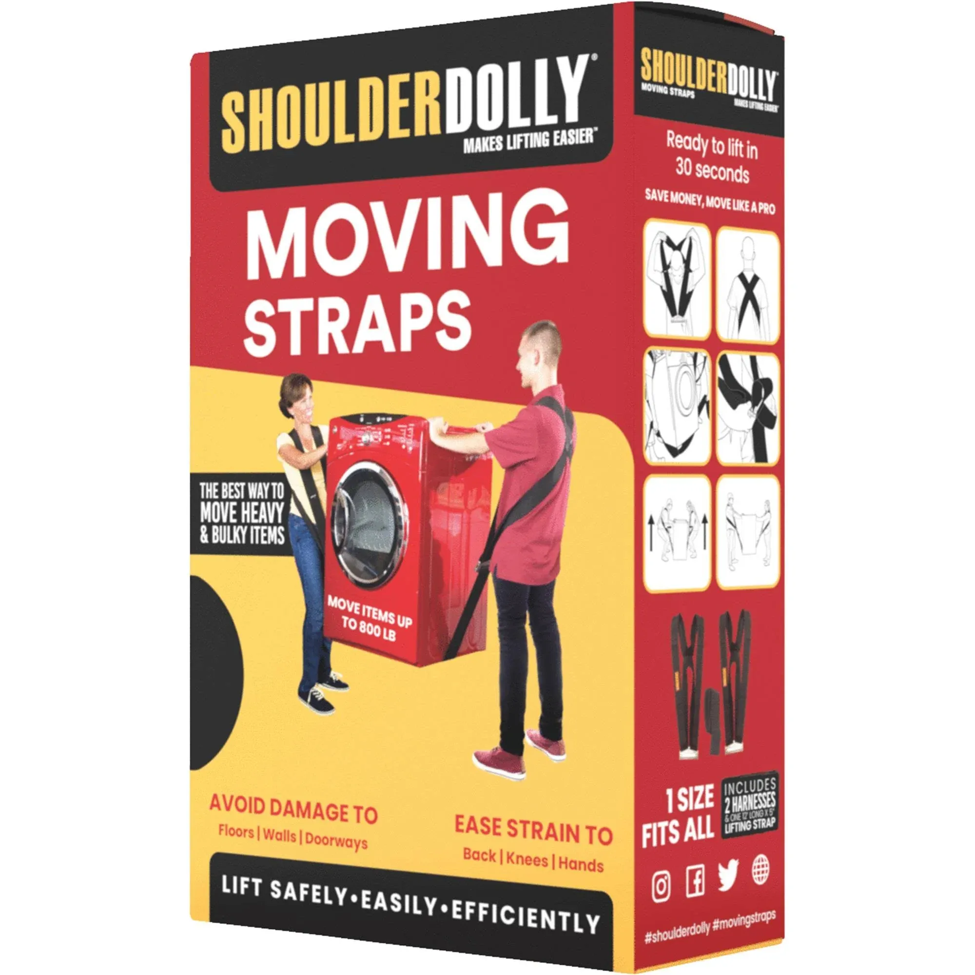 Genuine Shoulder Dolly 2 Person Lifting Straps Moving Furniture System