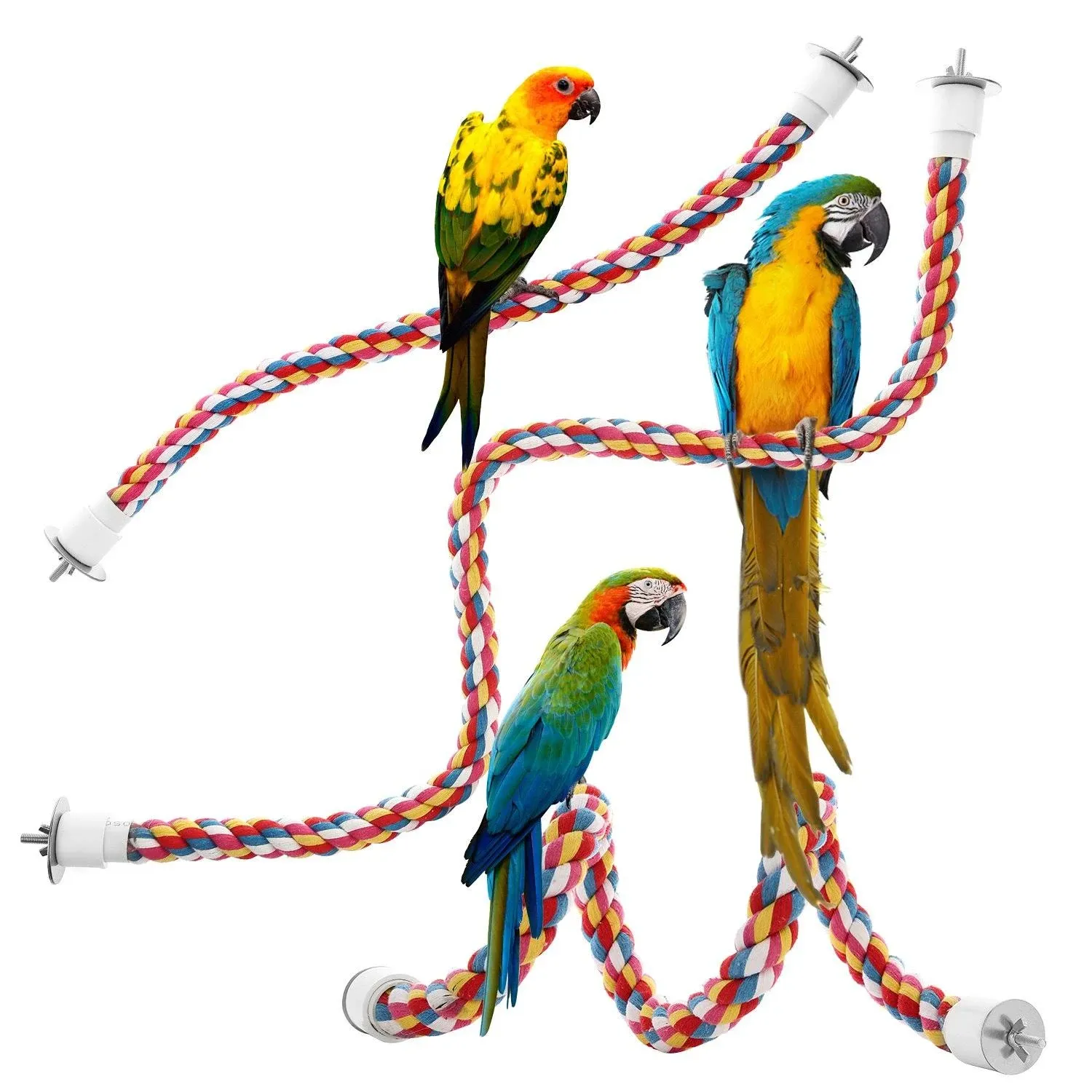 Jusney Bird Rope Perches, Parrot Toys 41 Inches Rope Bungee Bird Toy (41 inches)