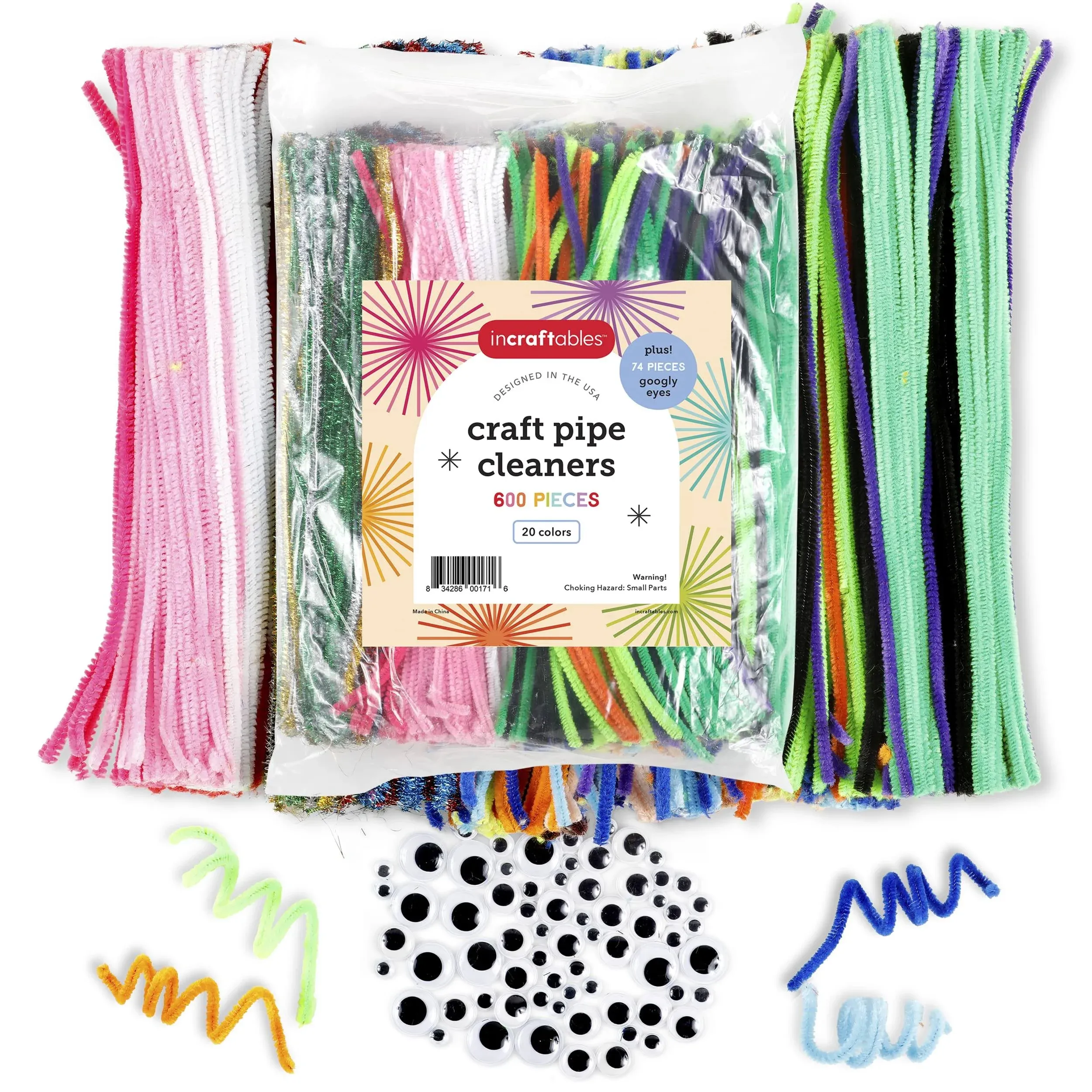 Incraftables 600pcs Pipe Cleaners Craft Set with 40 Colors Chenille Stems w ...