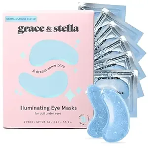 Award Winning Under Eye Mask (Blue, 24 Pairs) Reduce Dark Circles, Puffy Eyes, Undereye Bags, Wrinkles - Gel Under Eye Patches, Vegan Cruelty-Free Self Care by grace and stella