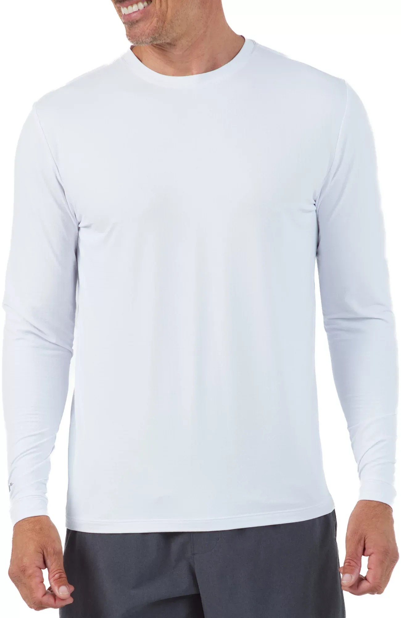 IBKUL Men's Athleisure Wear Sun Protective UPF 50+ Icefil Cooling Tech Long Sleeve Crewneck T-Shirt - 93199 White Solid XLIBKUL Men's Athleisure Wear Sun Protective UPF 50+ Icefi…