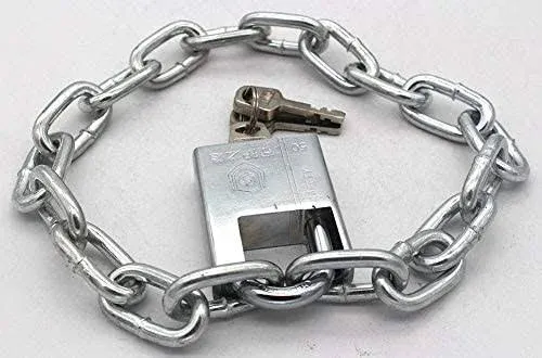 WANLIAN 8x500mm Stainless Steel Chain and Lock,for Bike Lock Combination,Motorcycle Locks,Moped Lock,Scooter Locks Anti Theft,Chain and Lock for gate,Grill Lock and Chain for Patio,Silver