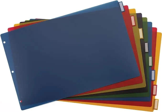 Cardinal 11" X 17" Poly Insertable Dividers, 8-tab, Multi-color - 8 X Tab - 11" X 17"  - Clear Divider - Multicolor Tab (84803_40)