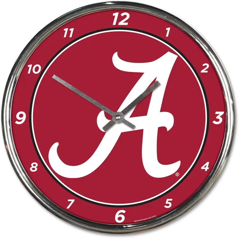 WinCraft University of Alabama 12 in Chrome Clock - NCAA Novelty at Academy Sports