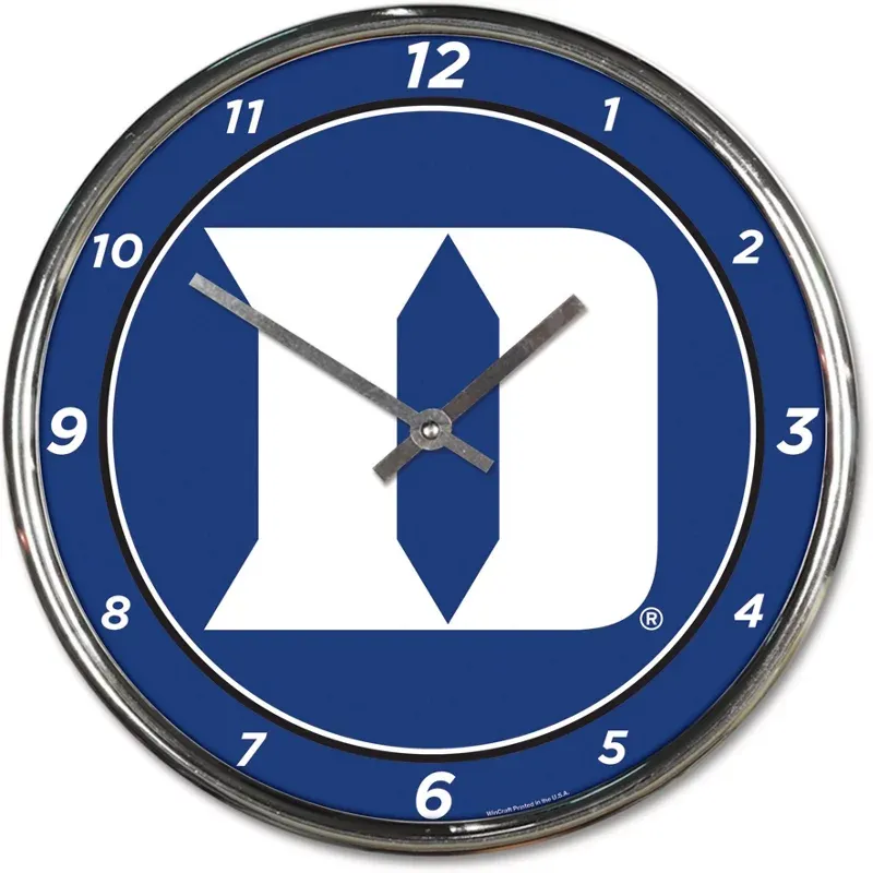 WinCraft Duke University 12 in Chrome Clock - NCAA Novelty at Academy Sports