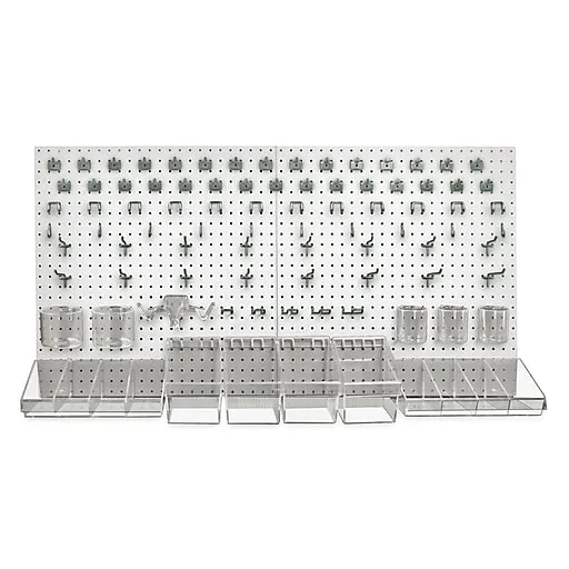 24 in. H x 48 in. W White Pegboard Wall Organizer Kit with Hooks and Bins for Garage Tools (125-Piece)